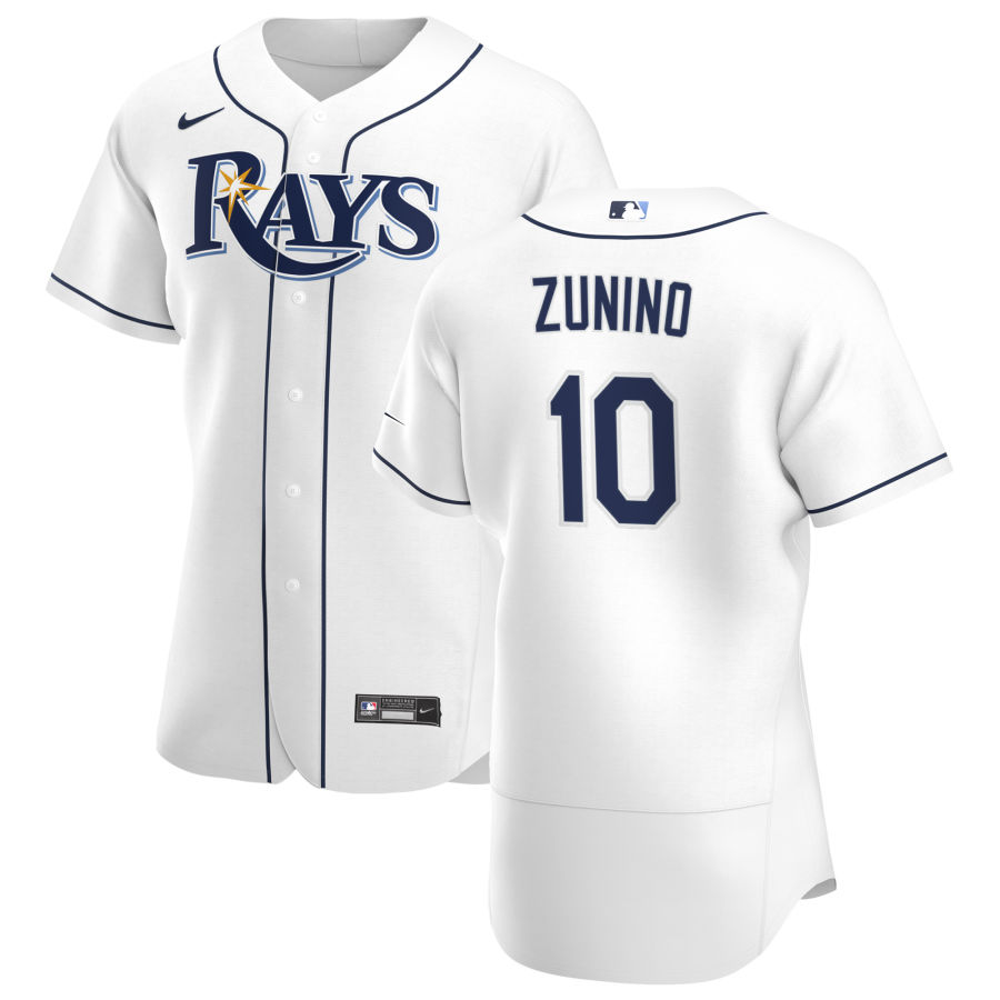 Tampa Bay Rays #10 Mike Zunino Men Nike White Home 2020 Authentic Player MLB Jersey